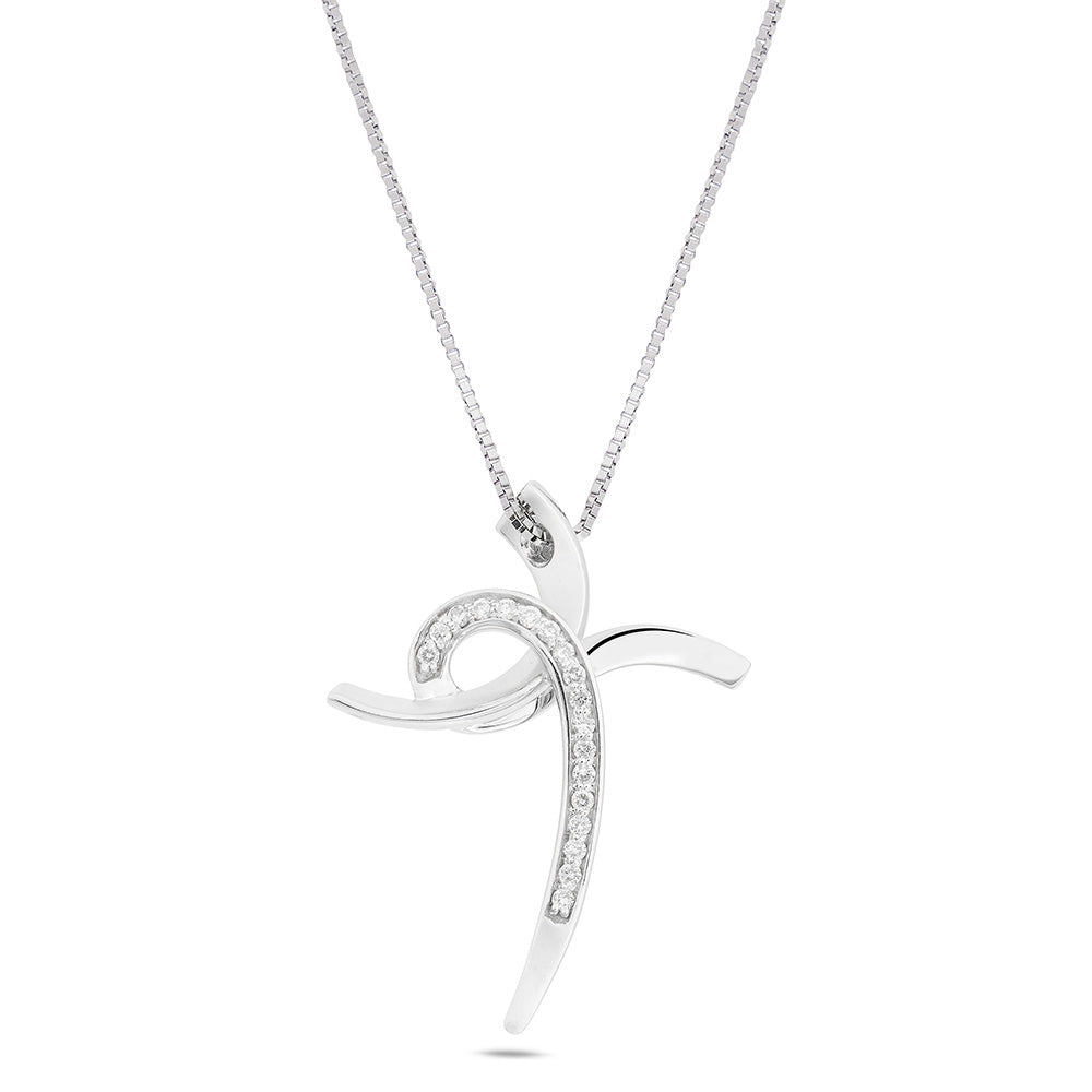 VINANI Ciondolo Croce Opaca Con Catena Serpente In Argento Sterling 925, Gioiello Italiano Antiossidante, Senza Nichel, 23x14 Mm